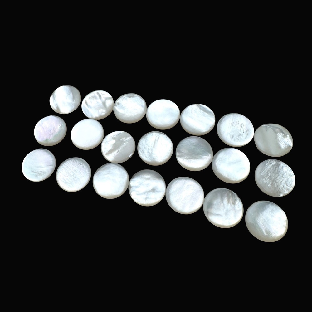 21 Vintage Mother of Pearl Buttons Round Iridescent Shell Self Shank 0.5 Inch